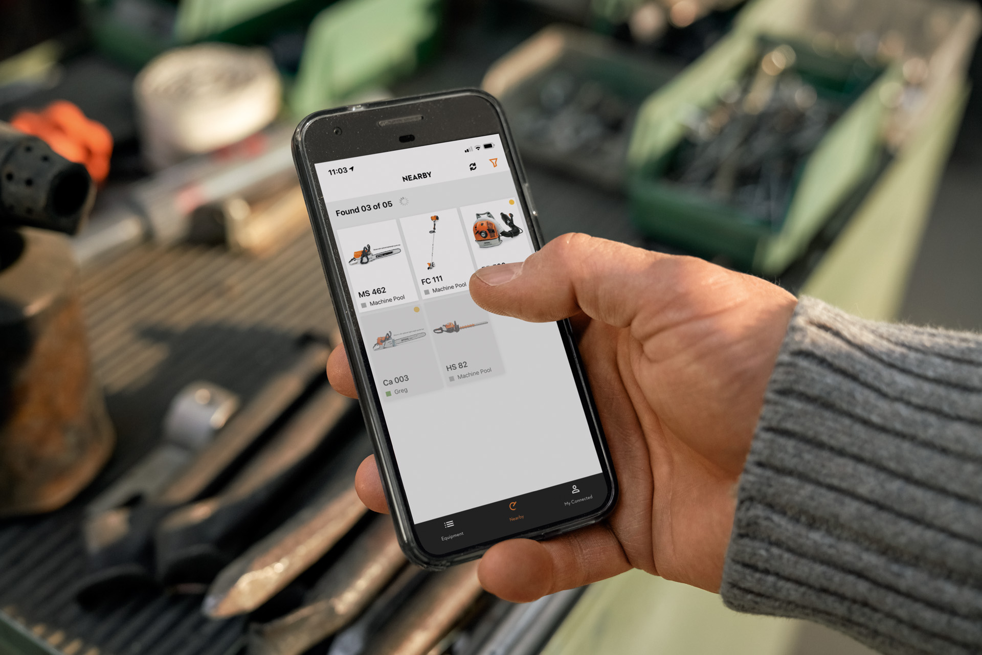 STIHL connected App being used on smartphone