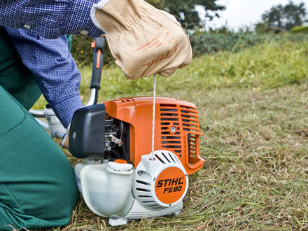 : Step 10 of 14: Pulling the starter rope againPull the starter rope again. The engine will fire.Note:If your brushcutter fails to fire, refer to your Instruction Manual to make sure you are following the correct procedure. If the brushcutter still will not start, contact your STIHL Approved Dealer. He will be able to advise and assist and help you solve any problems that may arise.