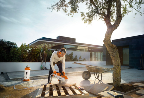 Cutting of flagstones and floor tiles